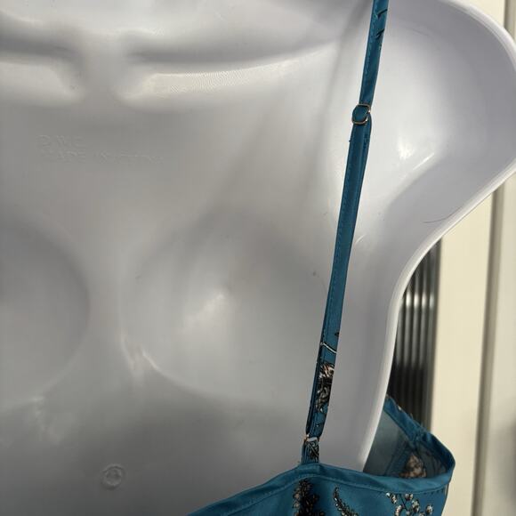 INC International Concepts Size XL Long Floral Nightgown Teal Lace Slit Modest - Picture 8 of 12